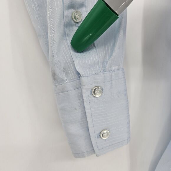 Vintage H Bar C Ranchwear Long Tail Shirt Mens Large Made in‎ USA Western Blue - Picture 3 of 12